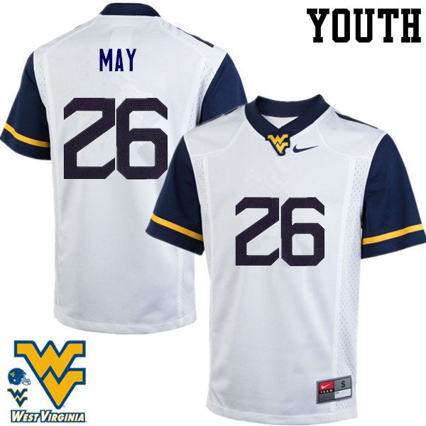NCAA Youth Tyler May West Virginia Mountaineers White #26 Nike Stitched Football College Authentic Jersey MN23A83TD